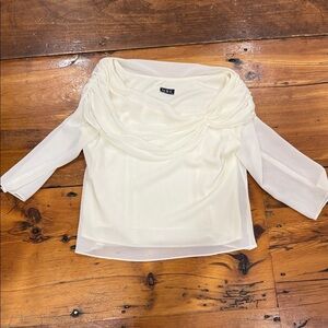 MSK Cream Draped Neck Blouse Top Shirt Size Small Medium